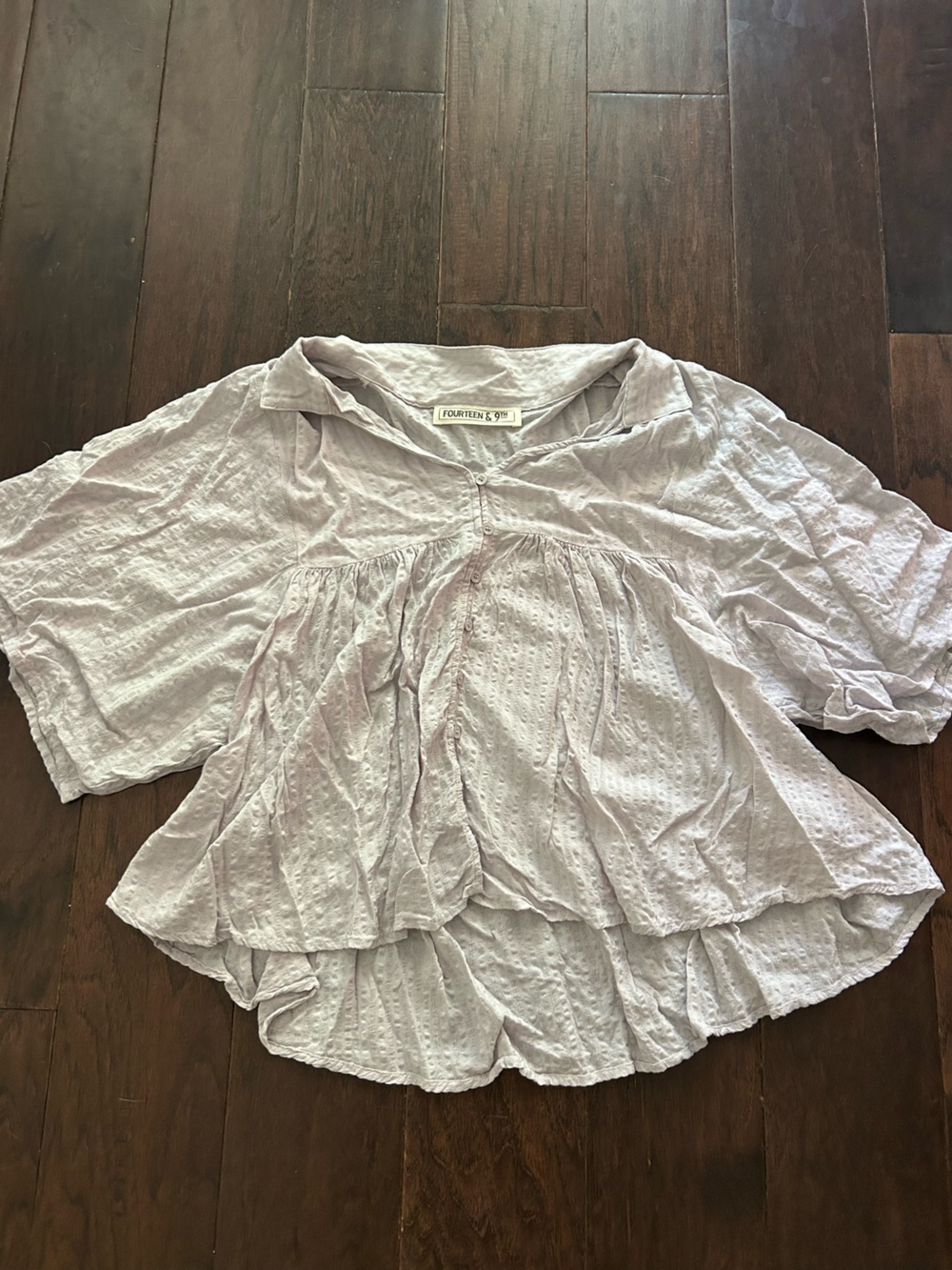 by Hayman Lavender Textured Button-Front Women's Top